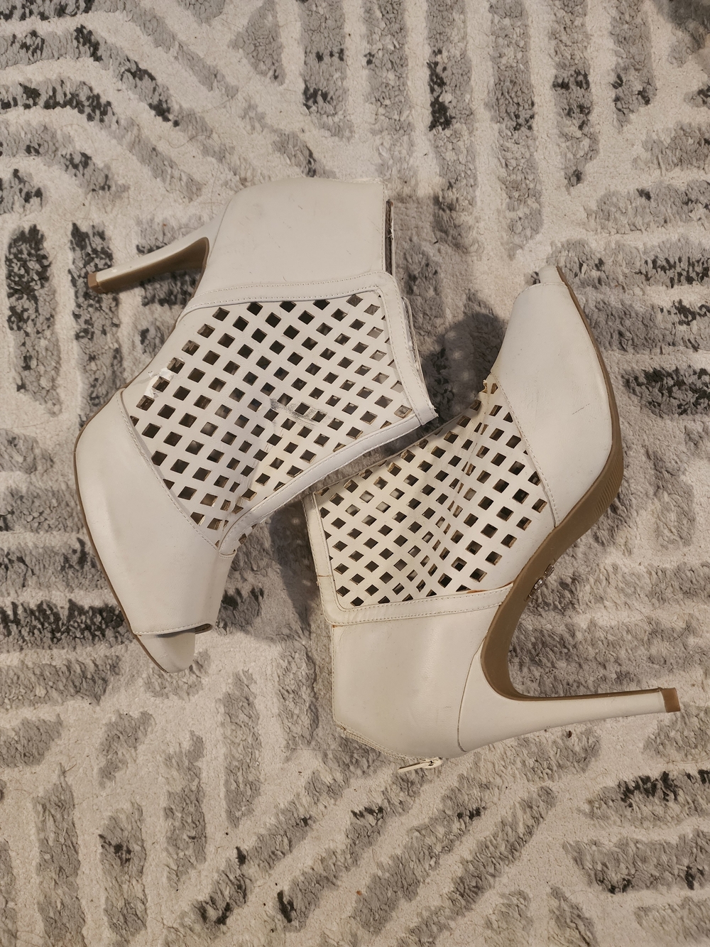 White Women’s Cutout Peep-Toe High Heels